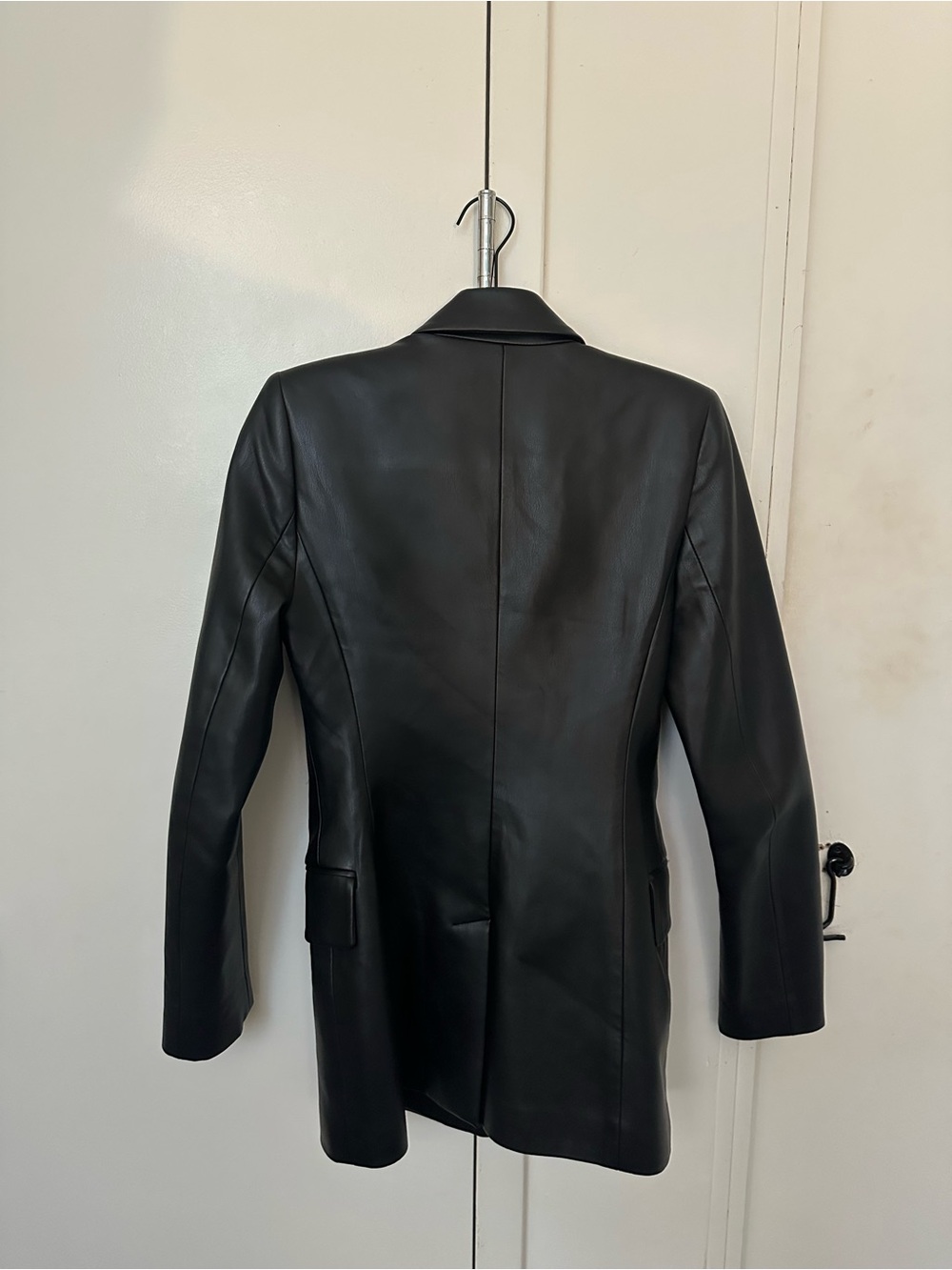 Zara Faux Leather Blazer Jacket Black
